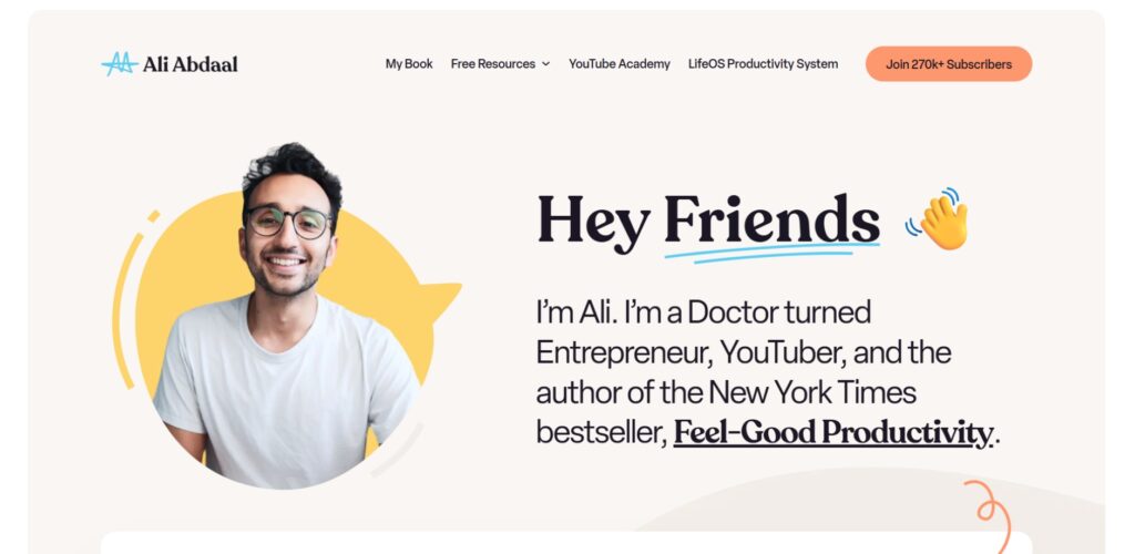 13 Website Thương Hiệu Cá Nhân Đáng Học Hỏi 11 aliabdaal.com
