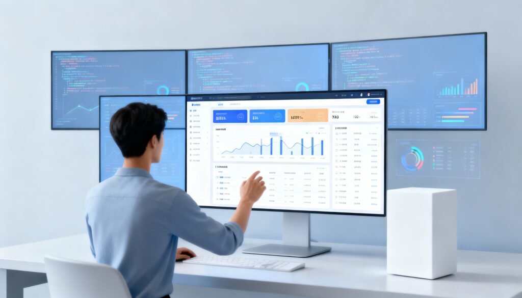 Người điều hành bảng điều khiển website, thể hiện năng lực công nghệ